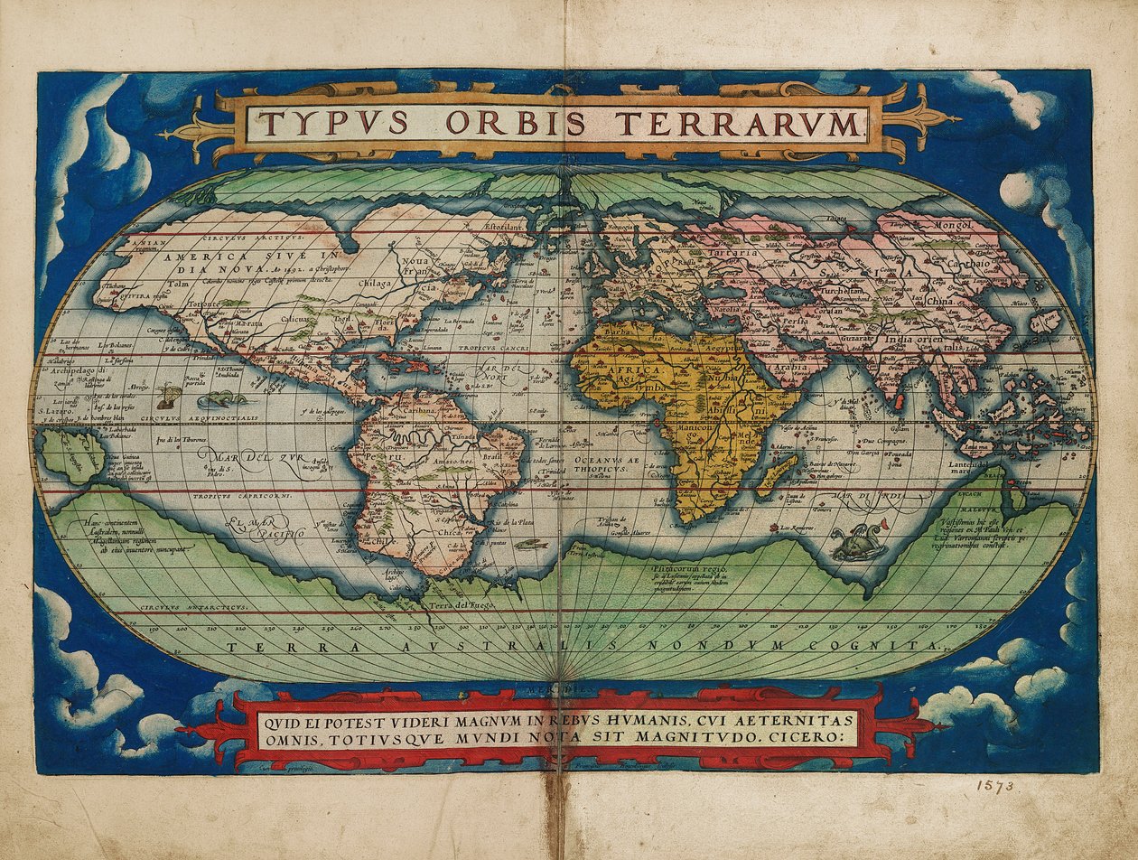 Afbeelding van de wereldbol door Abraham Ortelius