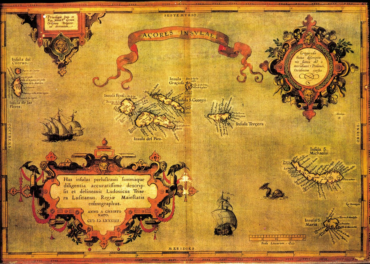 Kaart van de Azoren door Abraham Ortelius