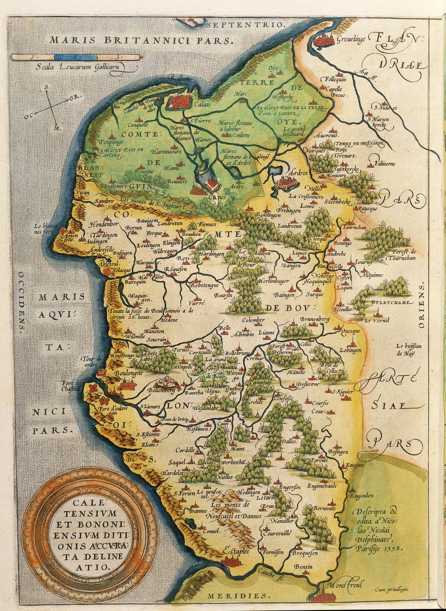 Kaart van het gebied van Calais, uit Theatrum Orbis Terrarum door Abraham Ortelius door Abraham Ortelius