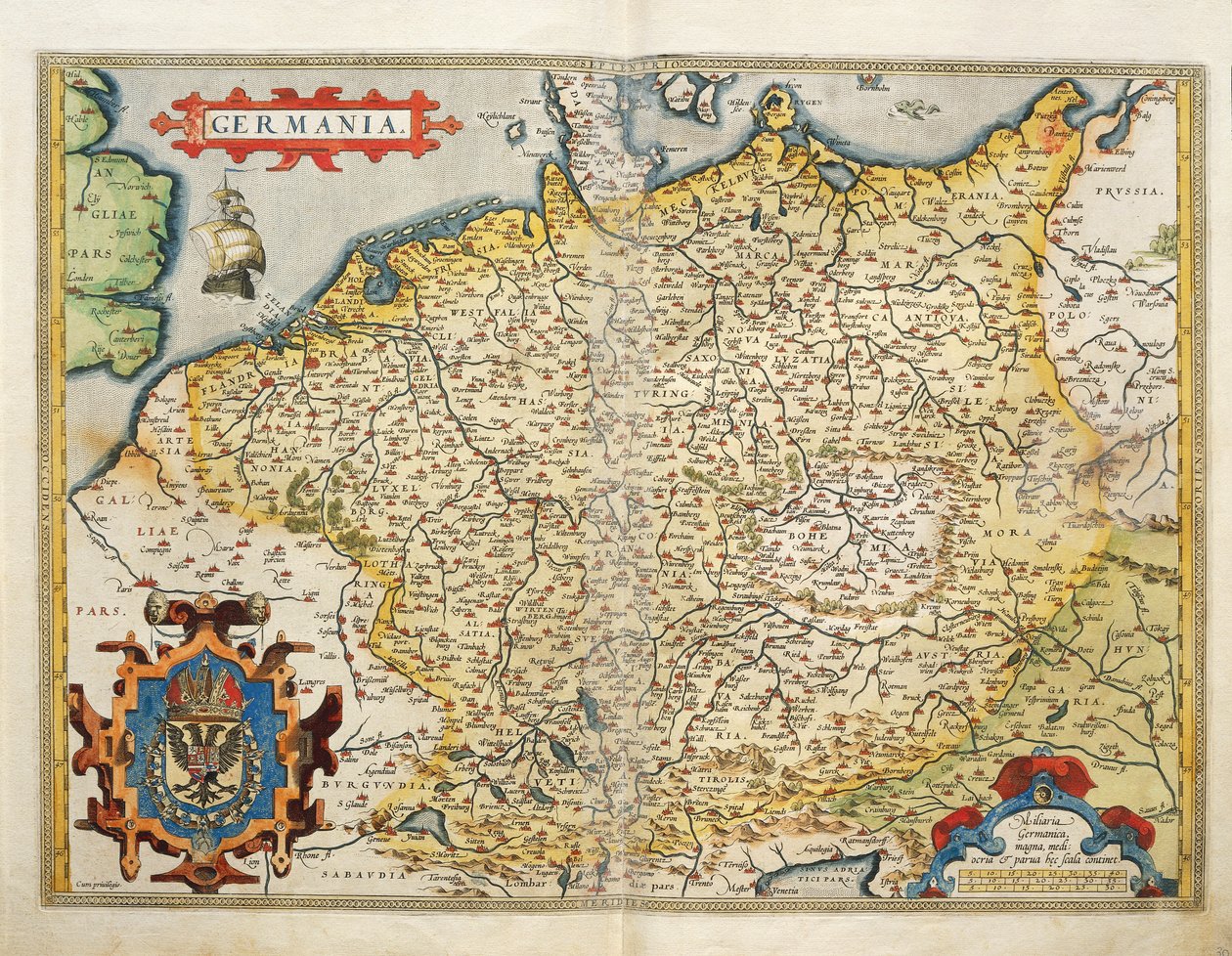 Kaart van Duitsland, uit Theatrum Orbis Terrarum door Abraham Ortelius door Abraham Ortelius