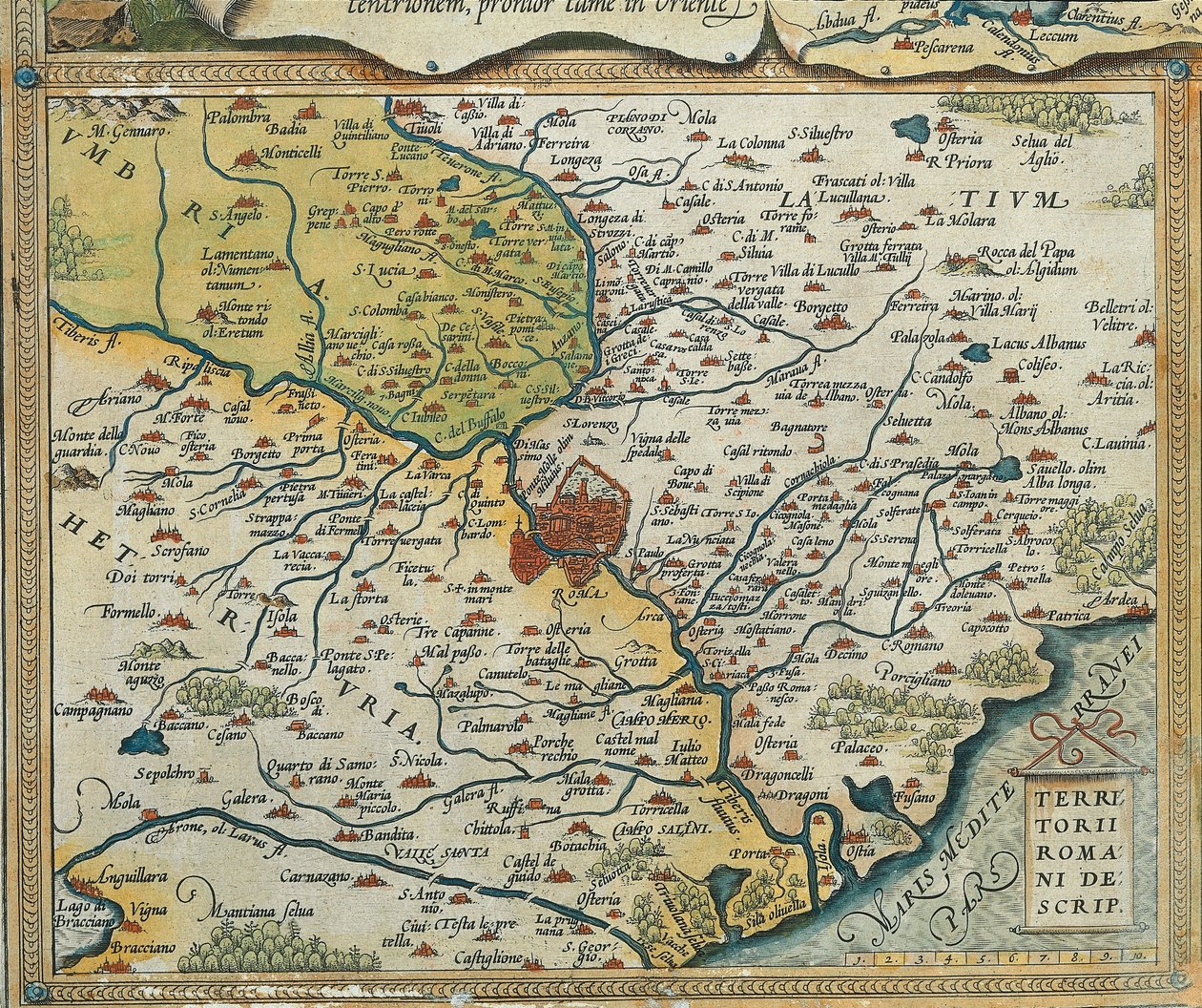 Kaart van Lazio regio, uit Theatrum Orbis Terrarum door Abraham Ortelius door Abraham Ortelius