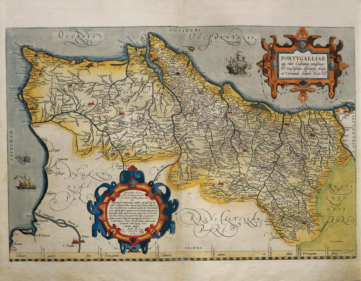 Kaart van Portugal, uit Theatrum Orbis Terrarum door Abraham Ortelius door Abraham Ortelius