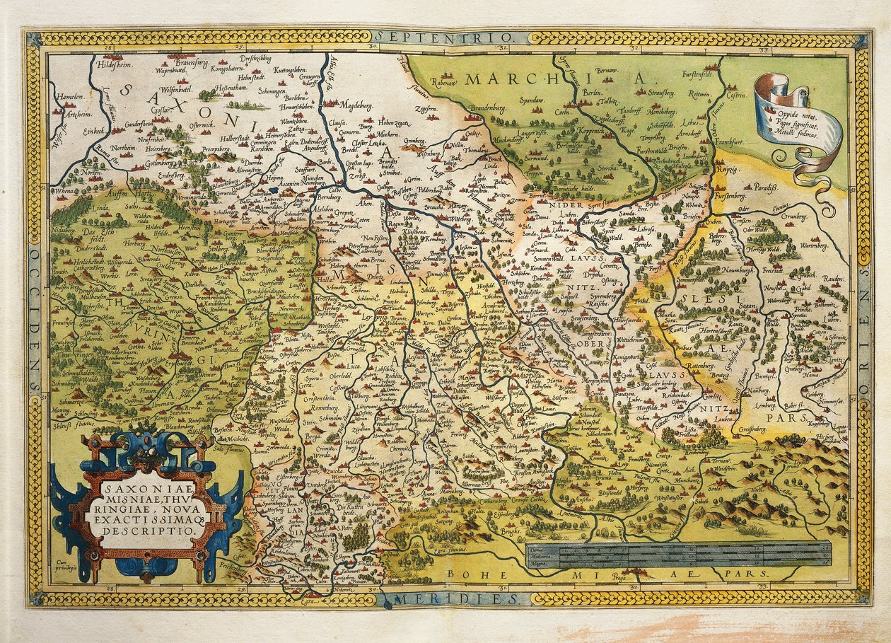 Kaart van Saksen, uit Theatrum Orbis Terrarum door Abraham Ortelius door Abraham Ortelius
