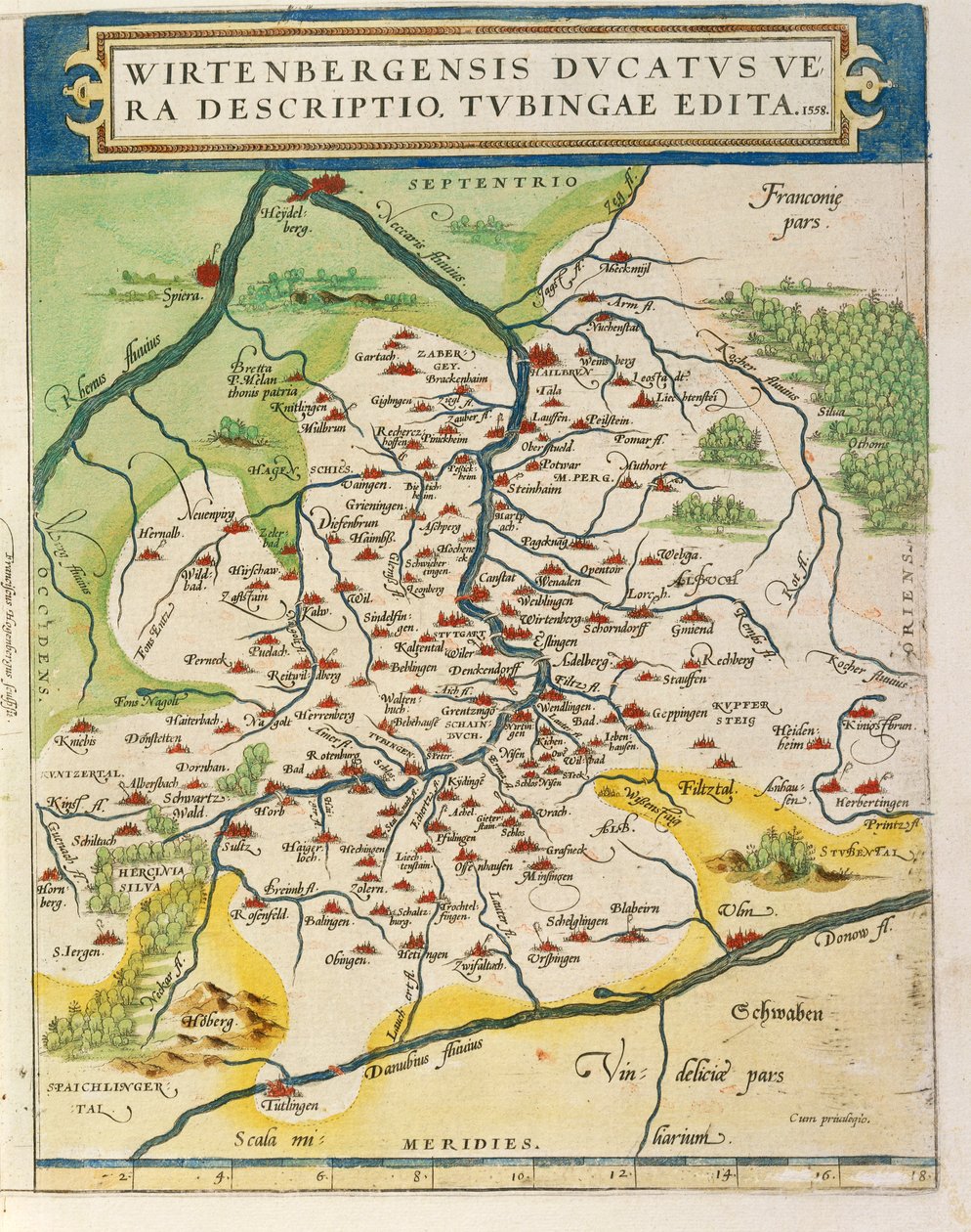 Kaart van Württemberg, uit Theatrum Orbis Terrarum door Abraham Ortelius door Abraham Ortelius