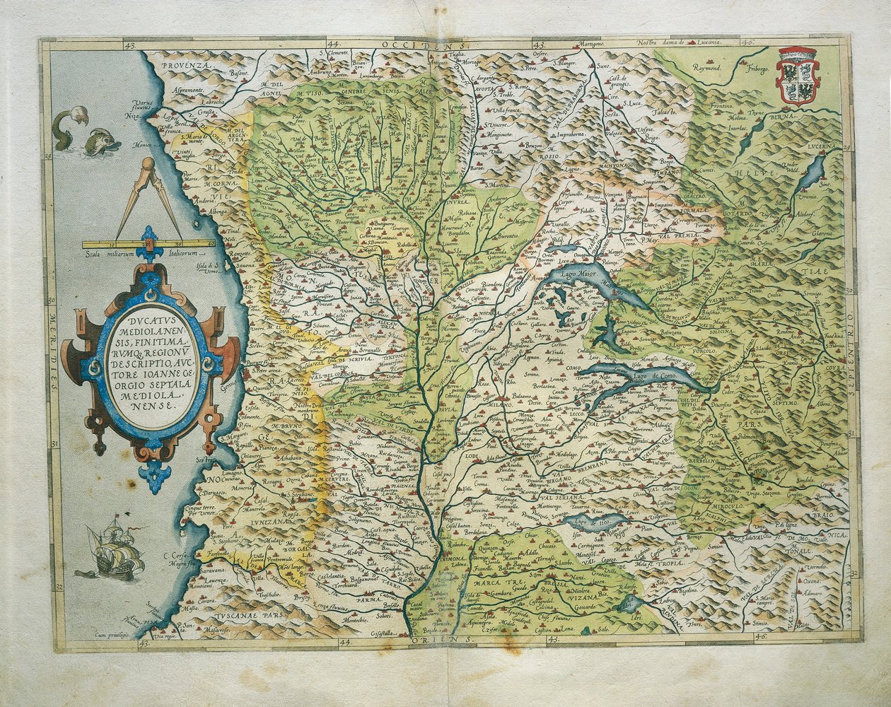 Kaart van het Hertogdom Milaan, Italië, uit Theatrum Orbis Terrarum door Abraham Ortelius door Abraham Ortelius