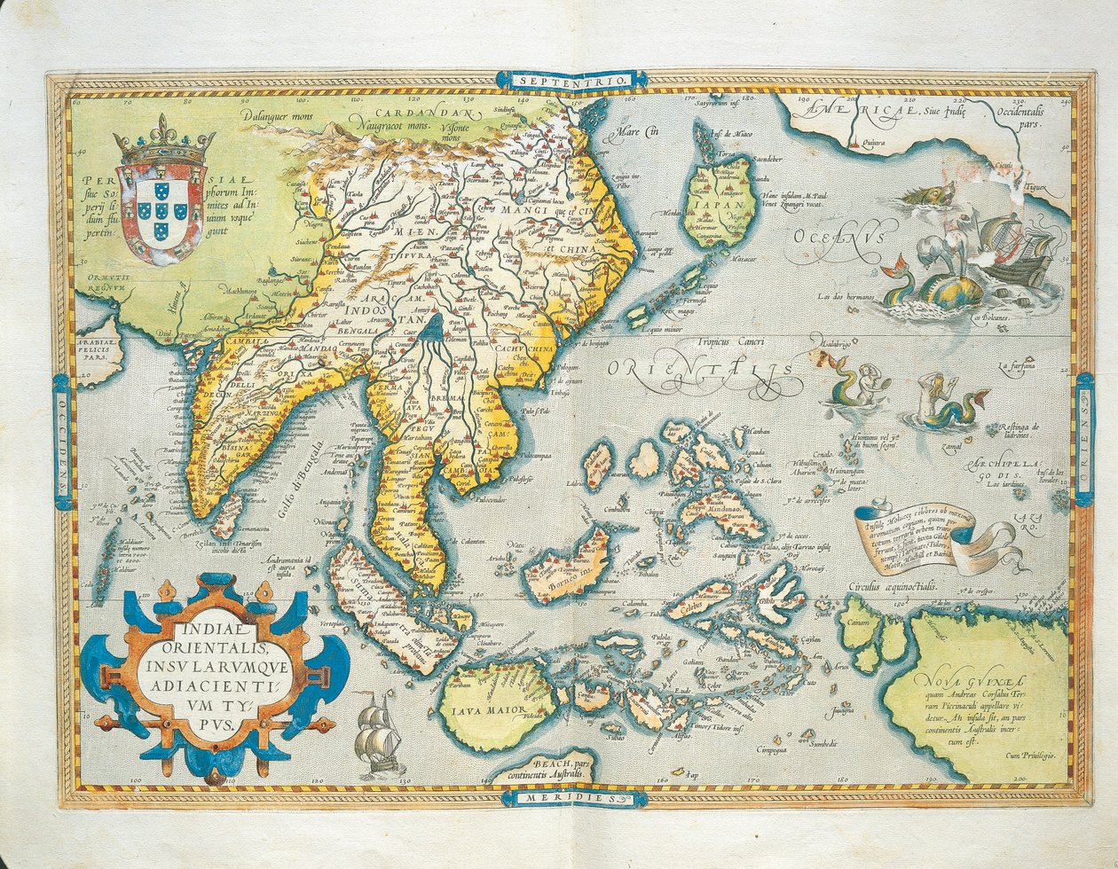 Kaart van de Indiën, uit Theatrum Orbis Terrarum door Abraham Ortelius door Abraham Ortelius