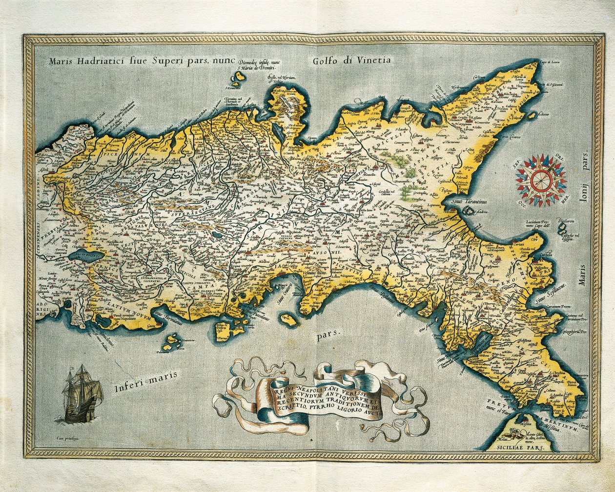 Kaart van het Koninkrijk Napels, Italië, uit Theatrum Orbis Terrarum door Abraham Ortelius door Abraham Ortelius