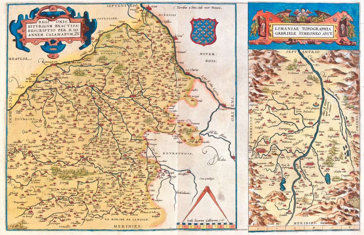 Regio-a: Centre, Bourgogne, Auvergne, Limousin Regio-b: Auvergne, Frankrijk door Abraham Ortelius