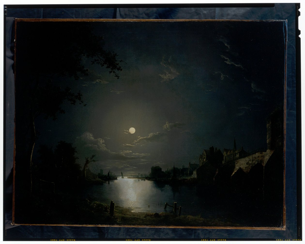 Rivierlandschap in het maanlicht door Abraham Pether