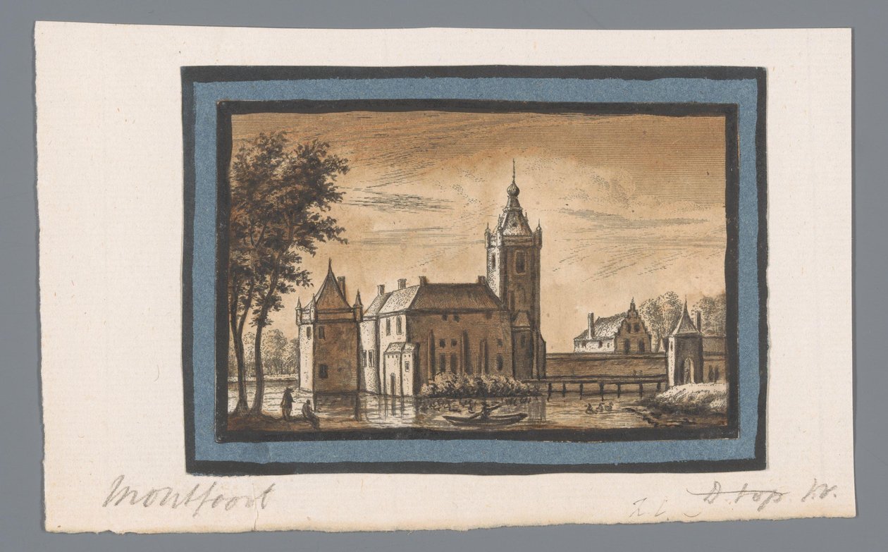 Gezicht op het kasteel van Montfoort door Abraham Rademaker