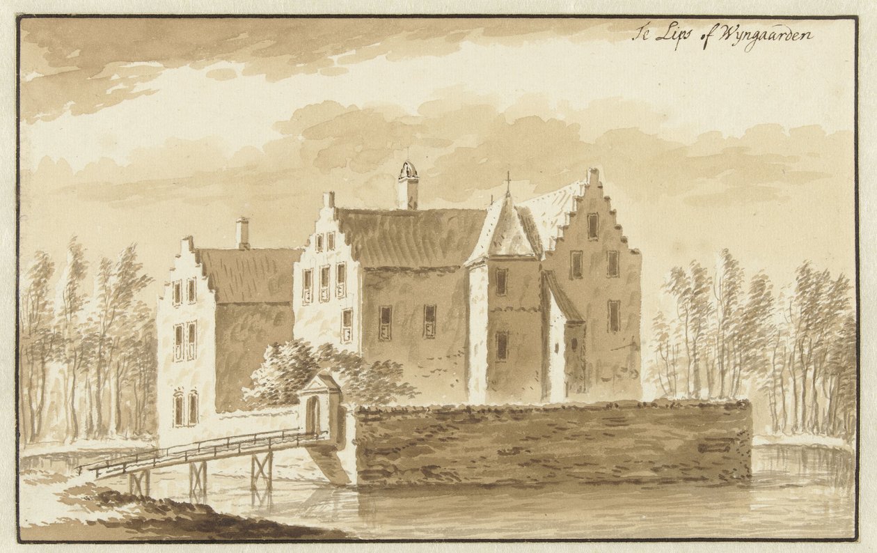 Gezicht op kasteel Te Lips of Wijngaarden door Abraham Rademaker