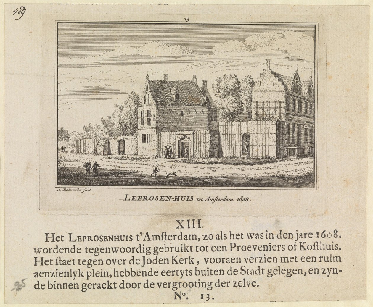 Leprozenhuis te Amsterdam, 1608 door Abraham Rademaker