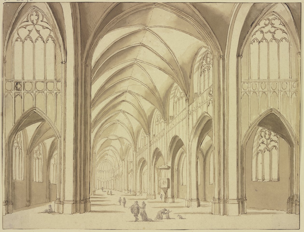Interieur van de Sint-Mariakerk te Utrecht door Abraham Rademaker