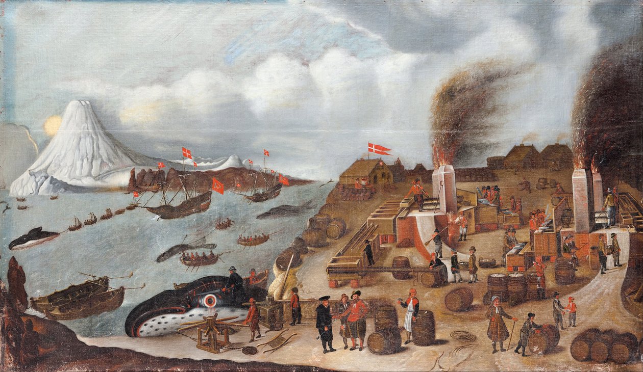 Deense walvisvangststation door Abraham Speeck