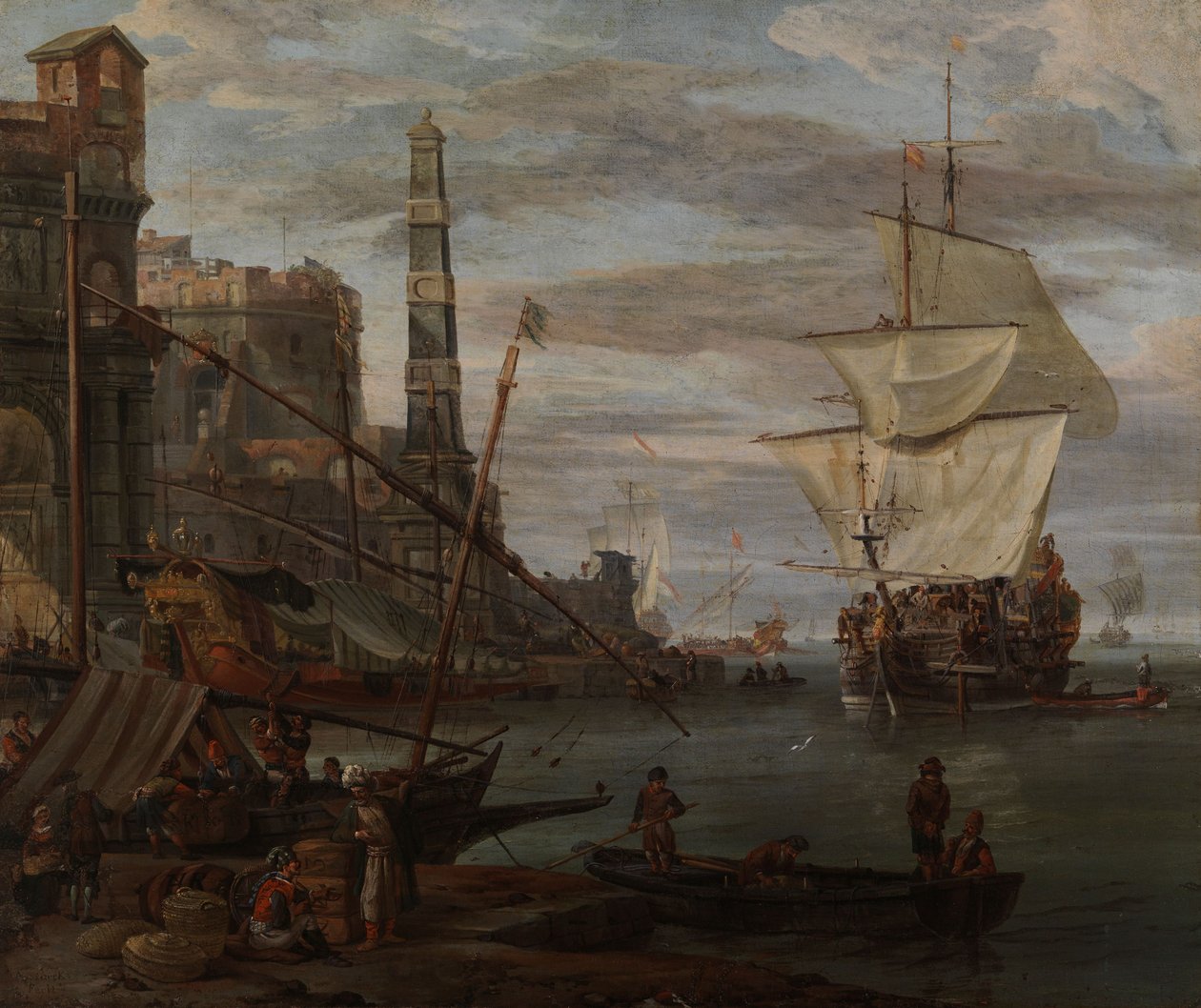 Havenscène door Abraham Storck