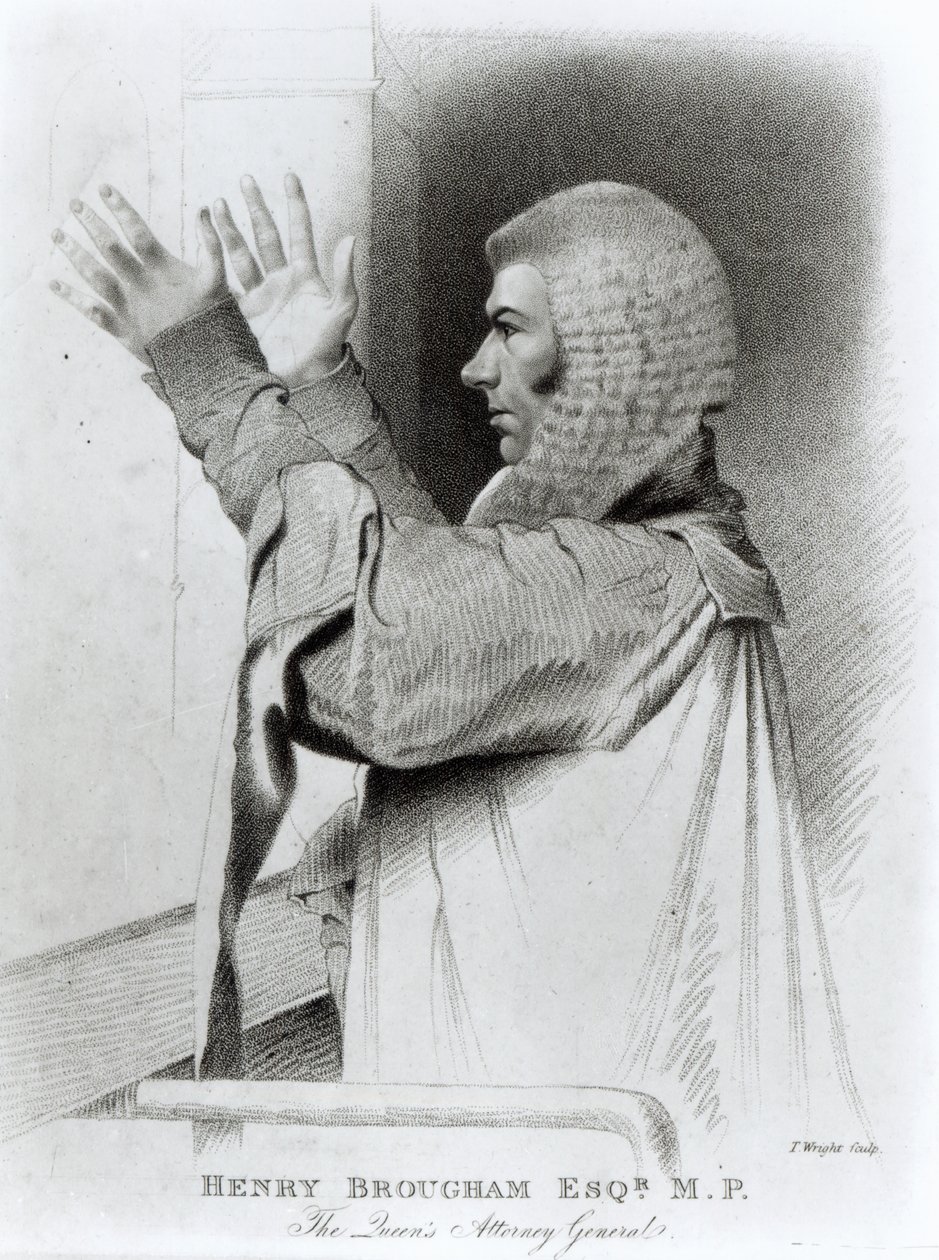 Henry Brougham Esq MP, De Advocaat-Generaal van de Koningin, gegraveerd door T.Wright, 1821 door Abraham Wivell