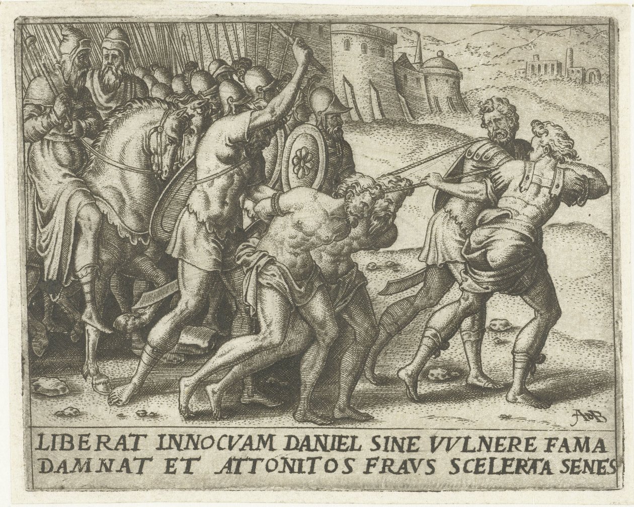 De ouderlingen worden weggeleid (Geschiedenis van Susanna) door Abraham de Bruyn