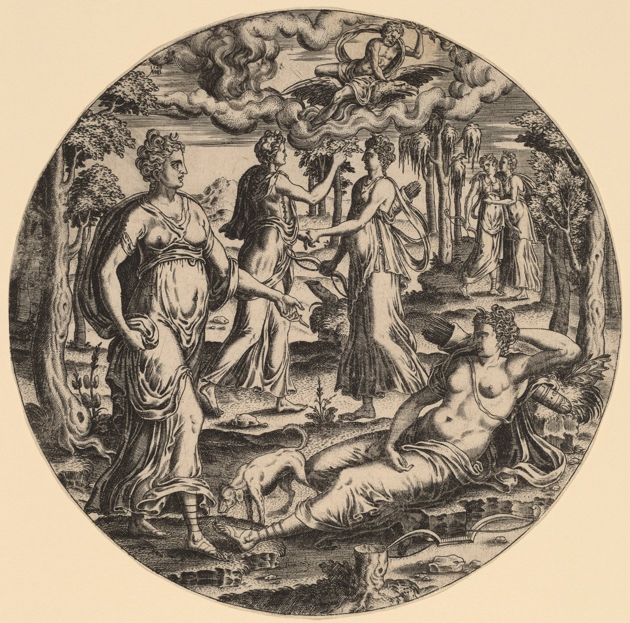 Diana en Haar Nimfen in een Tuin door Abraham de Bruyn