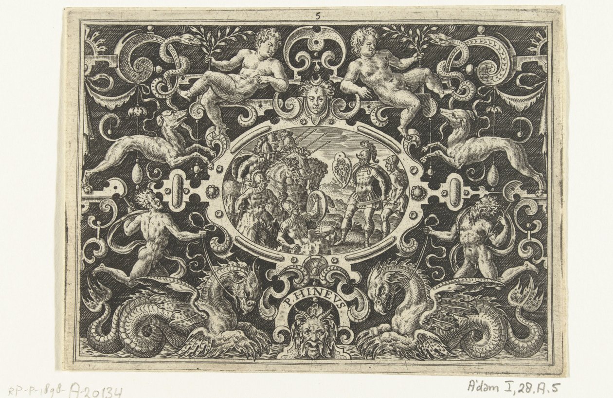 Perseus toont zijn Medusaschild aan Phineus door Abraham de Bruyn