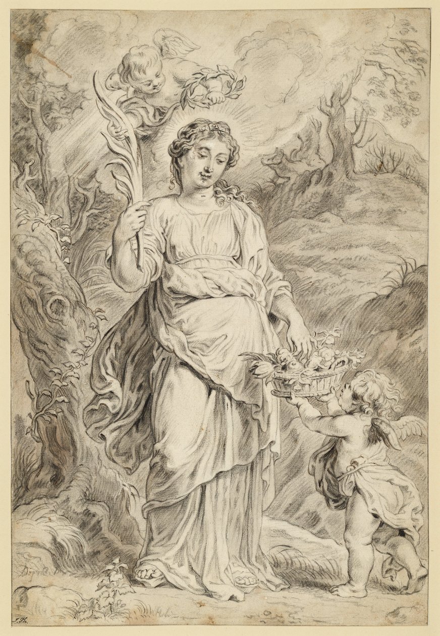 De heilige Dorothea, met een palmtak in haar rechterhand door Abraham van Diepenbeeck