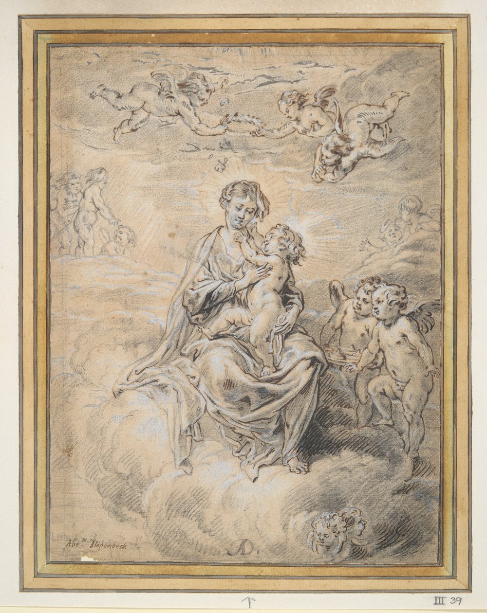 Maagd en Kind in de Hemel, met Putti door Abraham van Diepenbeeck