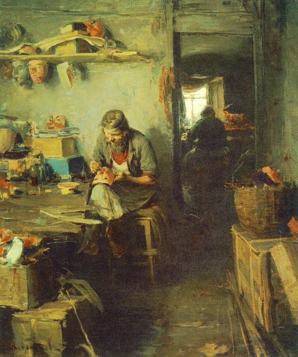 In de Maskerwinkel door Abram Efimovich Arkhipov