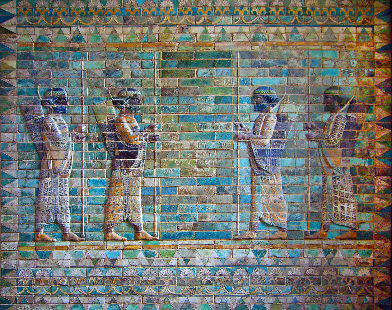 Detail van fries van boogschutters, Paleis van Darius I, Susa, Iran, ca. 510 v.Chr. door Achaemenid