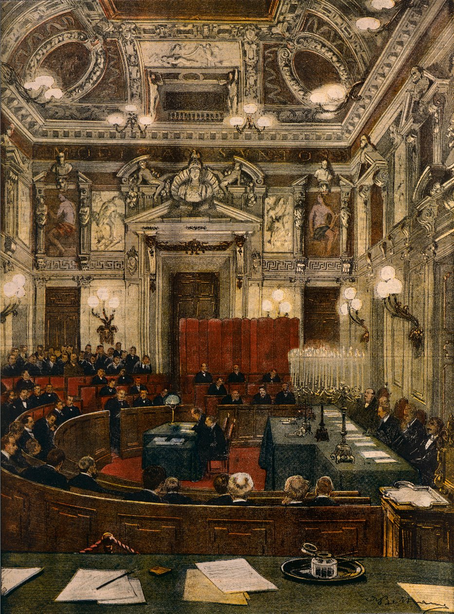 Nieuwe gemeenteraad van Milaan in zitting door Achille Beltrame