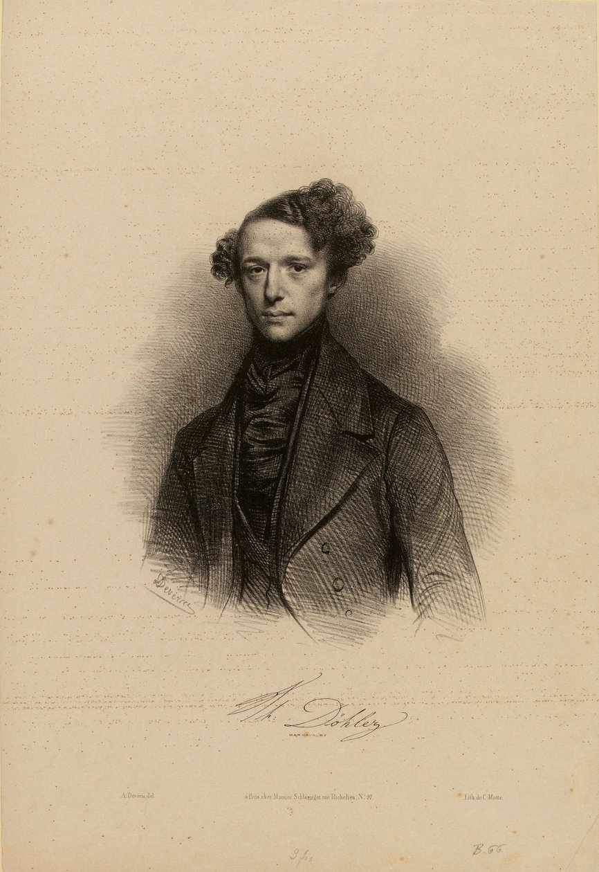 Portret van de componist Theodor Döhler 1814-1856 door Achille Devéria