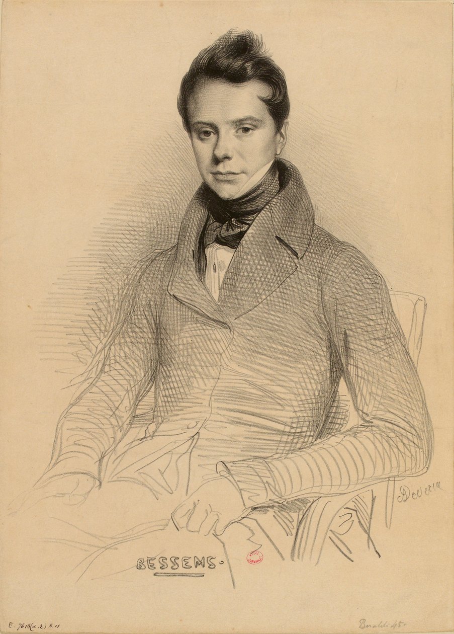 Portret van de violist en componist Antoine Bessems 1806-1868, 1832 door Achille Devéria