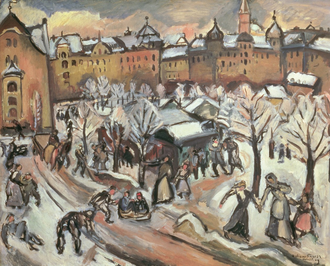 Sneeuw in München door Achille Emile Othon Friesz