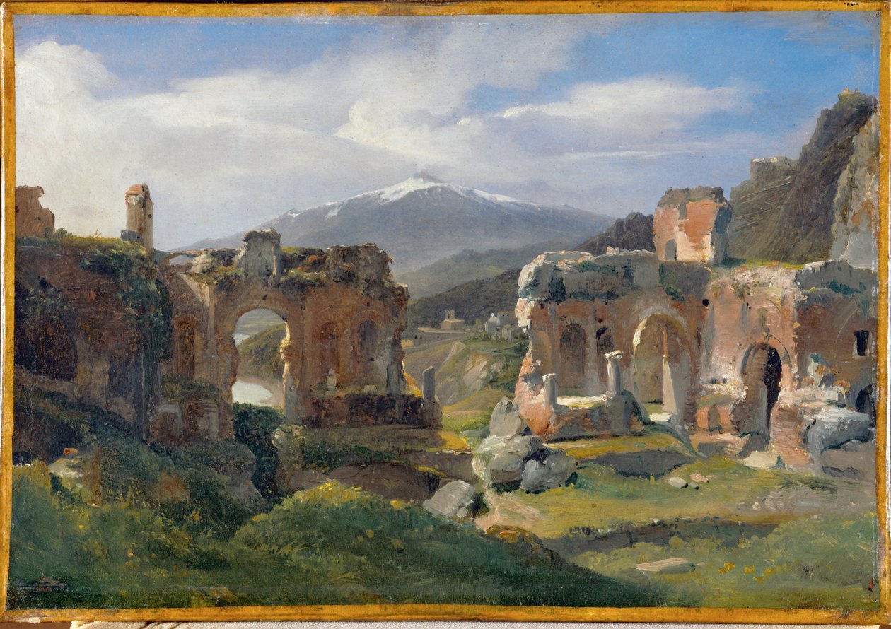 Ruines du theatre de Taormina - Ruïnes van het theater in Taormina ... door Achille Etna Michallon