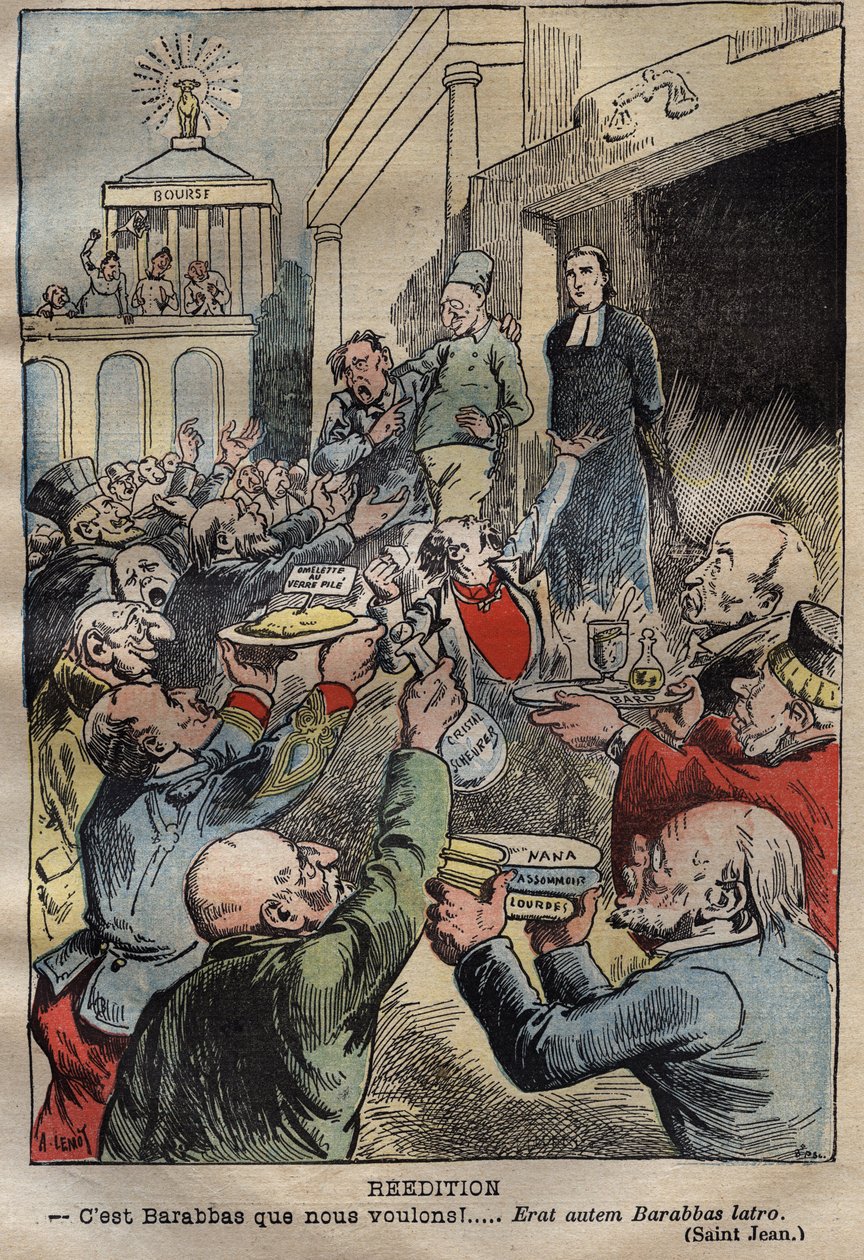 Dreyfus-affaire - Heruitgave - Barabbas willen we!... Erat autem Barabbas latro - illustratie door Achille Lemot - 