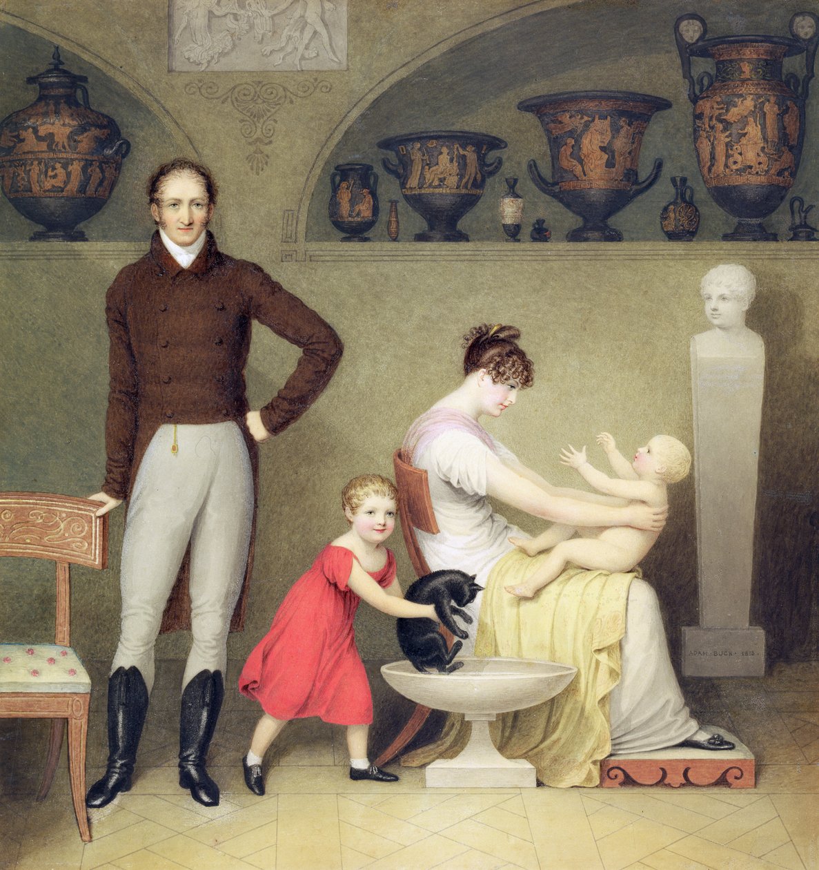 De Kunstenaar en zijn Familie, 1813 door Adam Buck