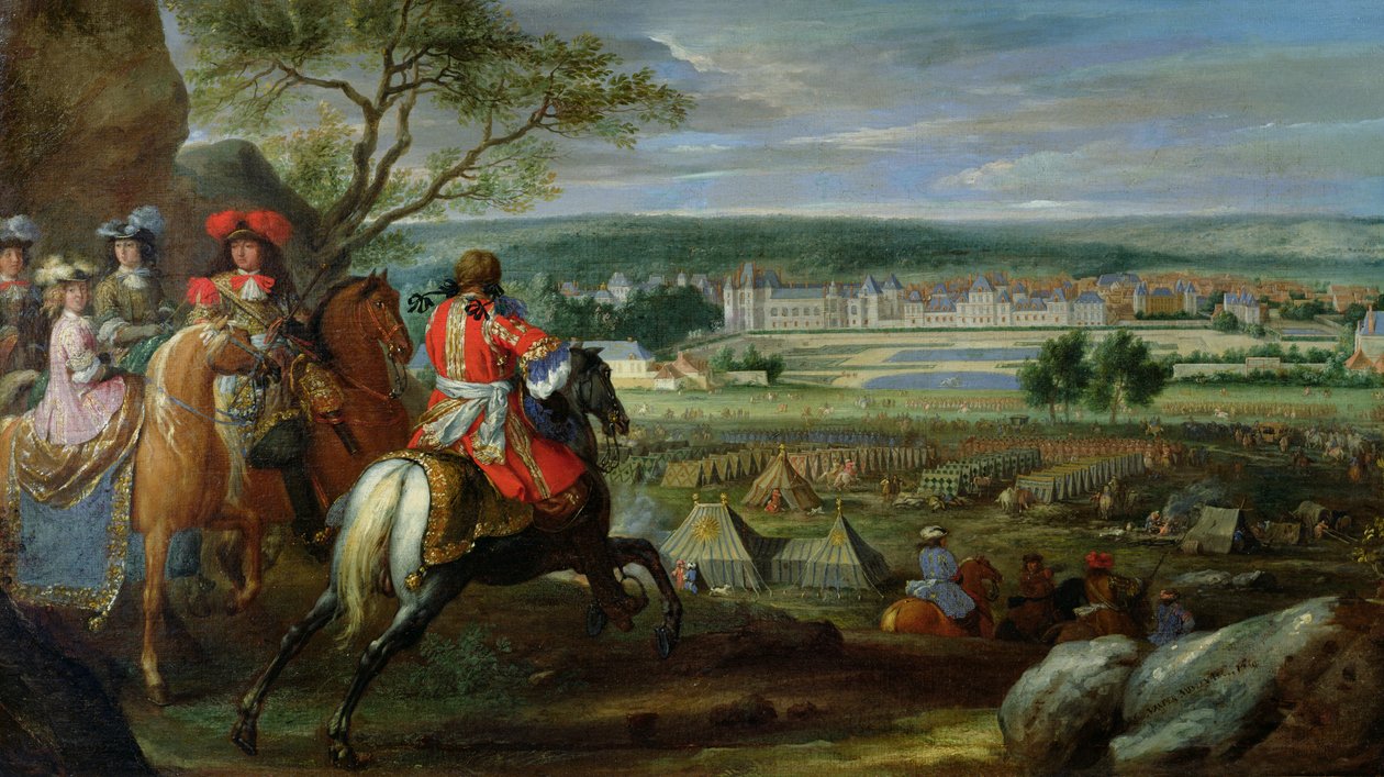 Uitzicht op het Paleis van Fontainebleau vanaf de bloemenkant door Adam Frans van der Meulen