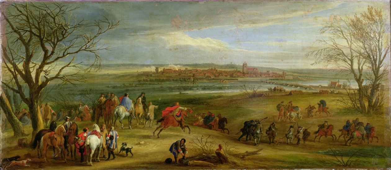 Uitzicht op het beleg van Dole, 14 februari 1668, na 1668 door Adam Frans van der Meulen