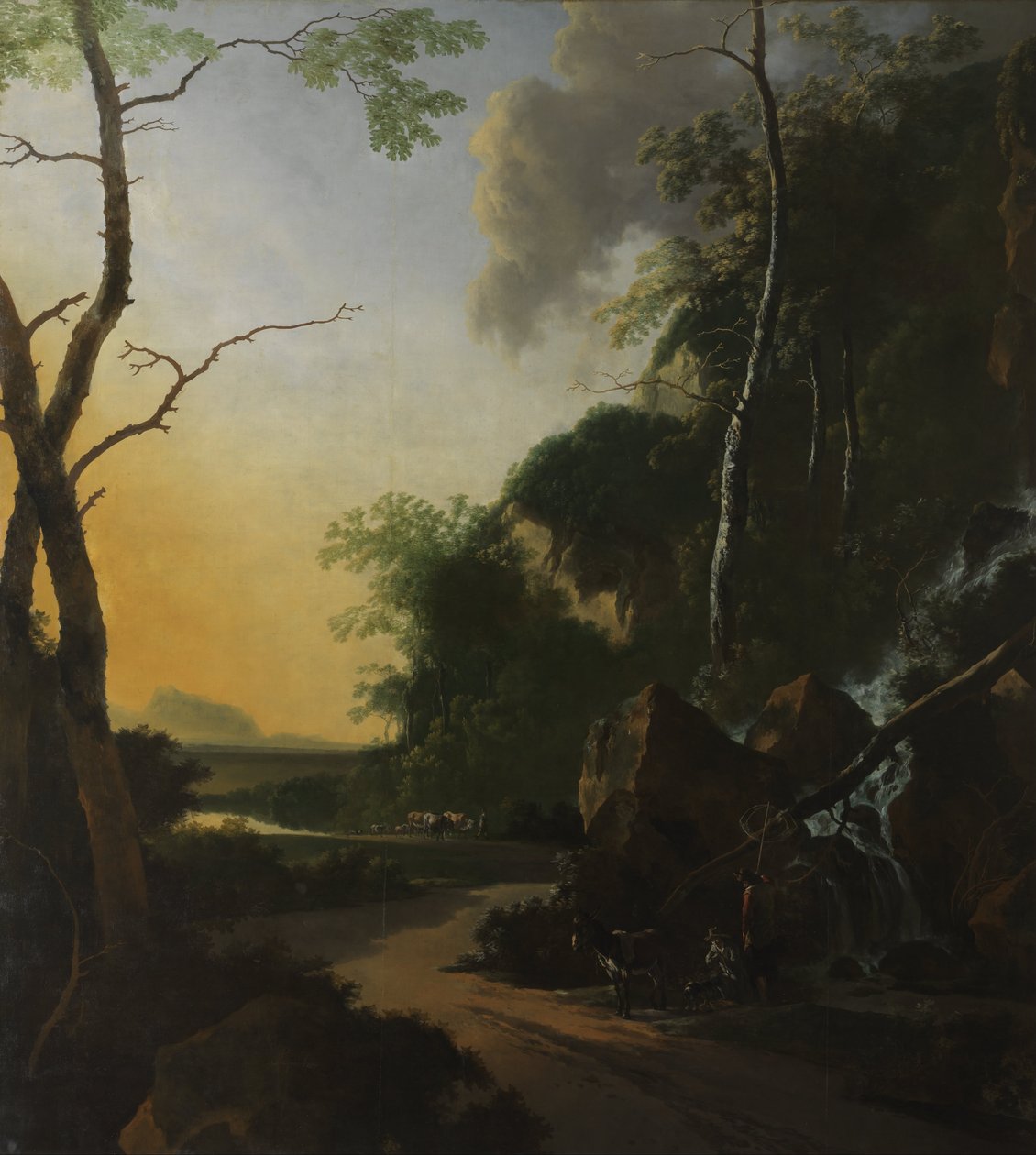Italiaans Landschap met Krabvissers door Adam Pijnacker