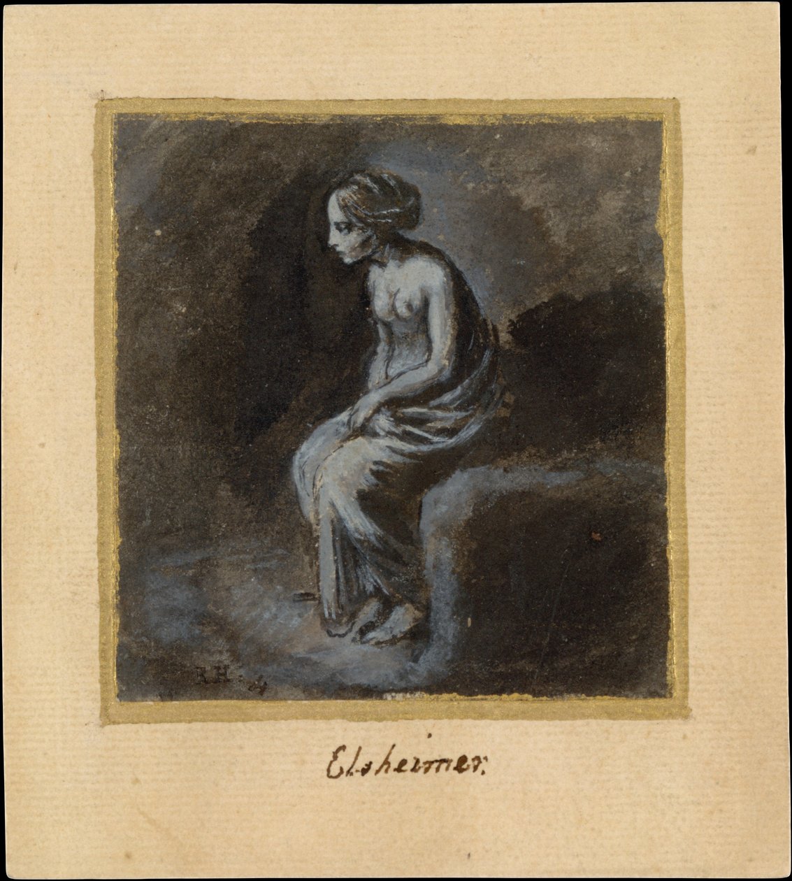 Sitzende junge Frau door Adam Elsheimer