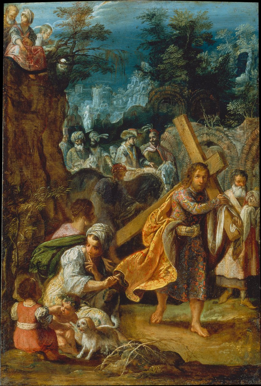 Het Frankfurter altaarstuk van de Verheffing van het Ware Kruis: de intocht van keizer Heraclius in Jeruzalem door Adam Elsheimer