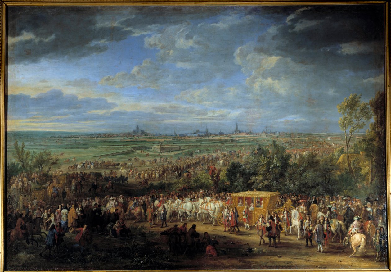 Intocht van koning Lodewijk XIV en koningin Maria Theresia op 30 juli 1667 in Arras door Adam Frans van der Meulen