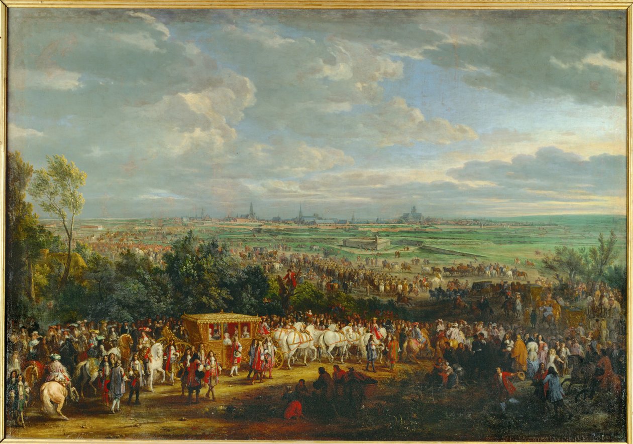 Intocht van Louis XIV en Marie Therese van Oostenrijk in Arras ... (schilderij op doek) door Adam Frans van der Meulen