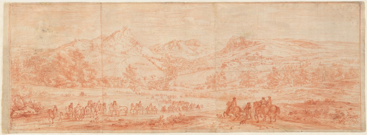 Französische Truppen vor Salins und den umliegenden Hügeln door Adam Frans van der Meulen