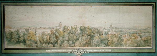 Uitzicht op Parijs vanuit de Gobelins-werkplaats door Adam Frans van der Meulen
