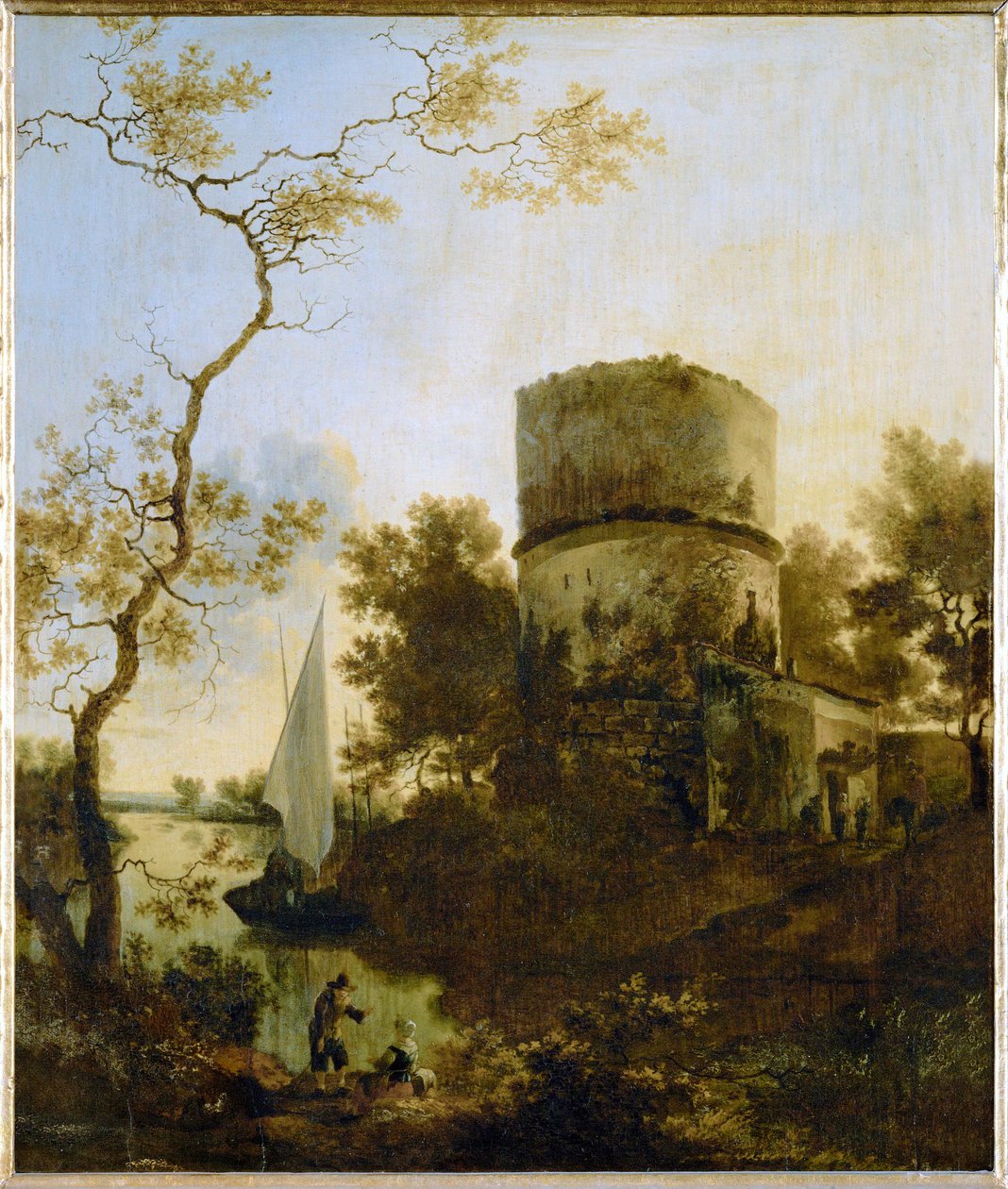 Landschap bij Tivoli, Italië (schilderij op eikenhout) door Adam Pynacker