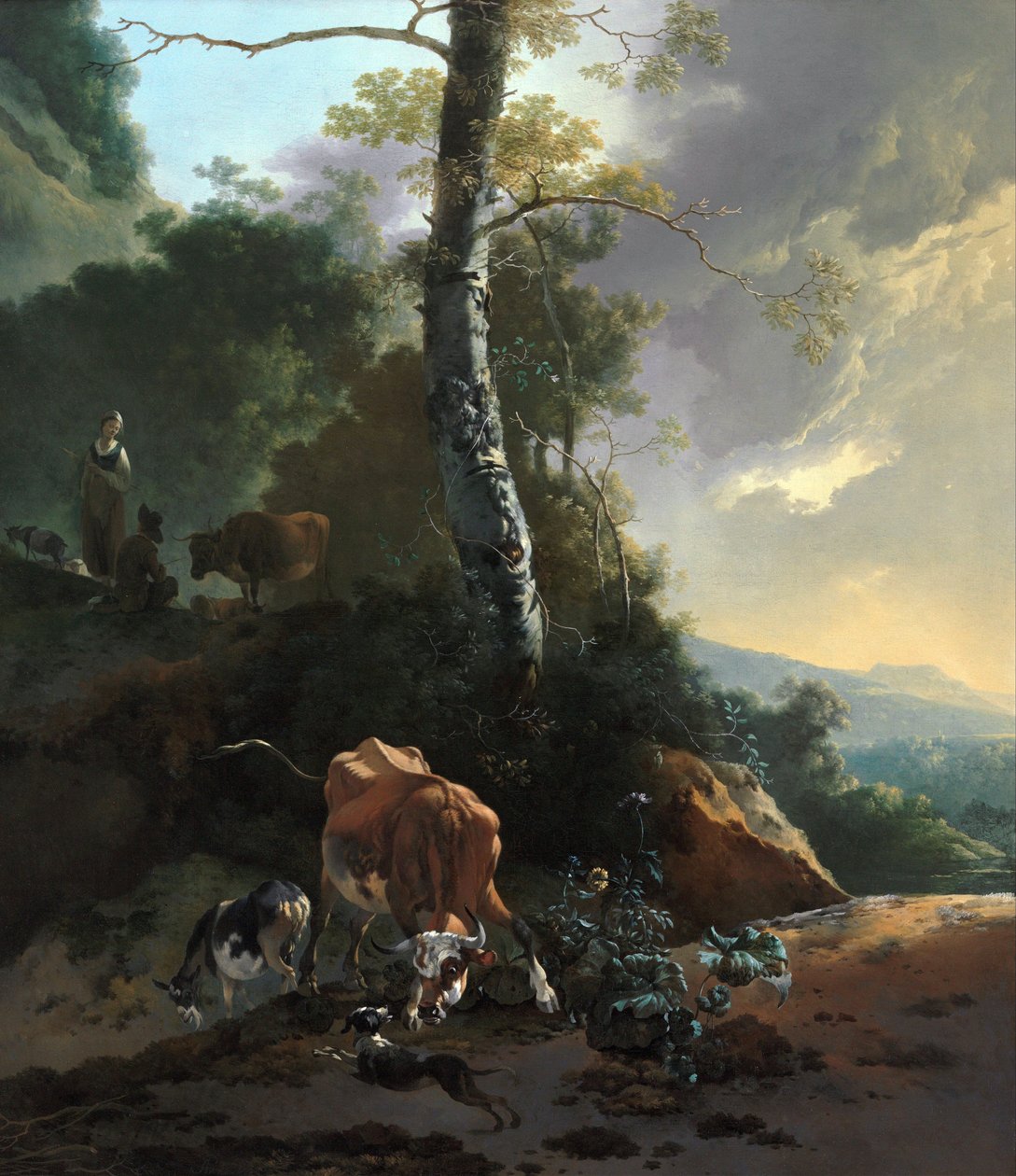 Landschap met woedende os door Adam Pynacker
