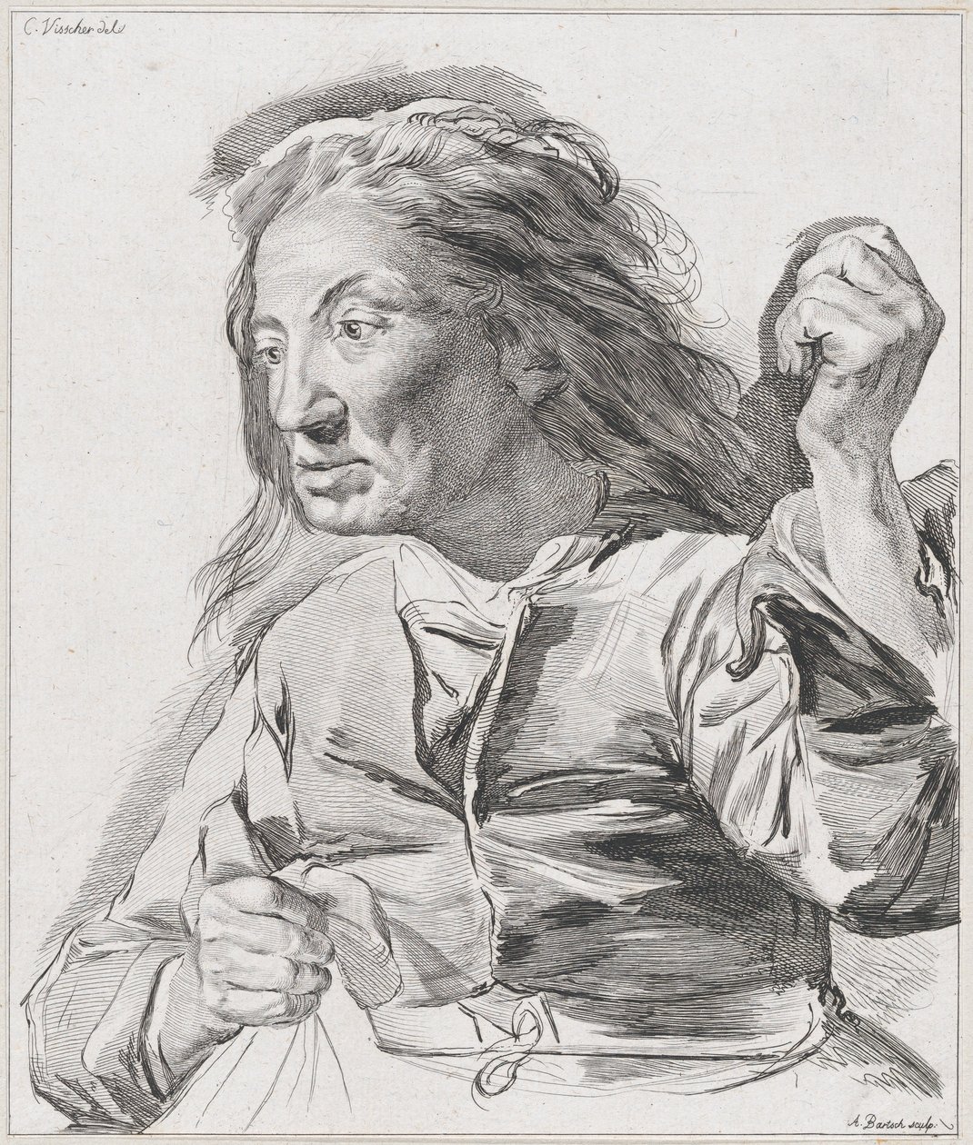 Een oude vrouw met gebalde vuisten, 1786 door Adam von Bartsch