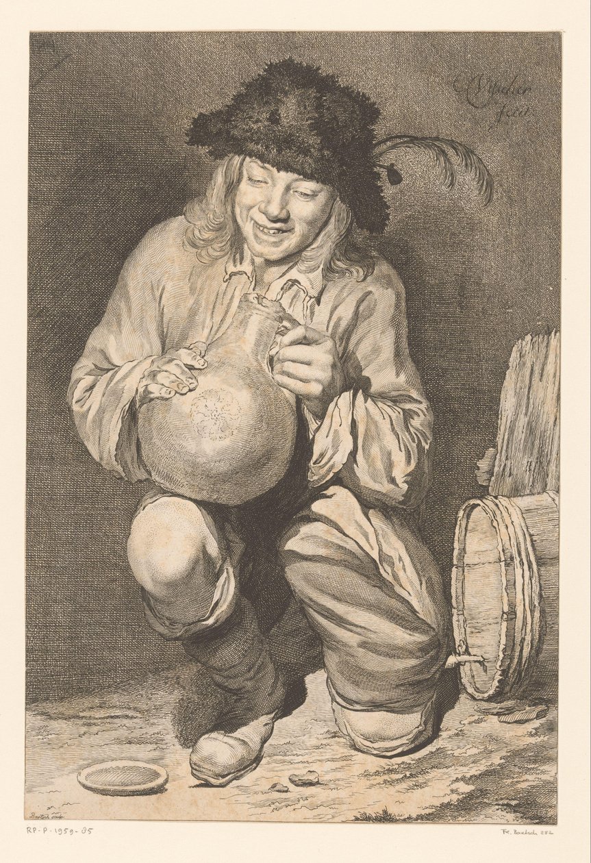 Jongen met een kruik voor een wijnvat door Adam von Bartsch