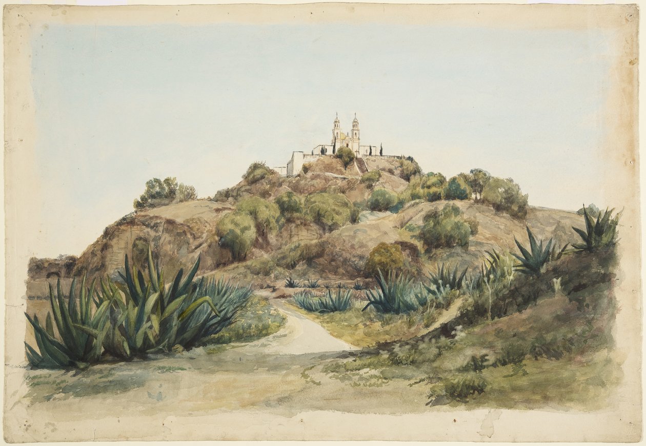 Grote Piramide en Kerk, Cholula door Adela Breton