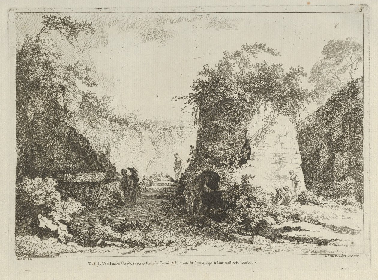 Vue du Tombeau de Virgile uit Differentes vues dessinées d