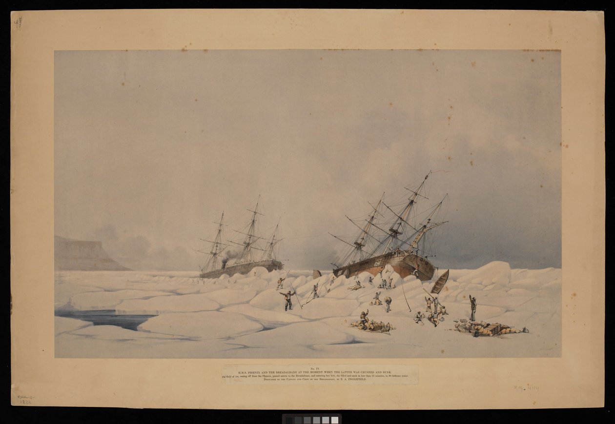 H.M.S. Phoenix En De Breadalbane op het moment dat de Laatste werd verpletterd en zonk... door Admiral Edward Augustus (after) Inglefield